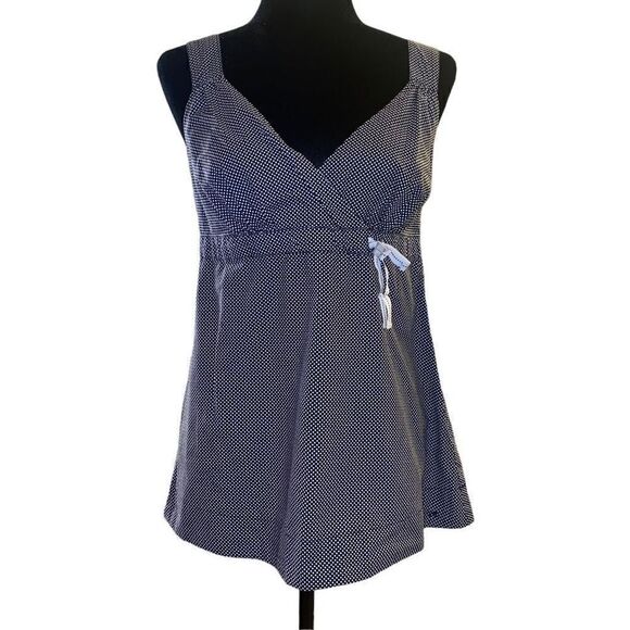 Tommy Hilfiger Black with White Polkadots Babydoll Style Halter Top Sz 10 - Picture 1 of 11